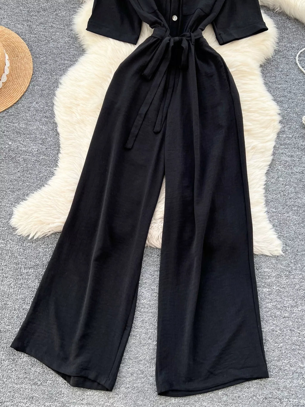 Tie Waist Wide Leg Jumpsuit