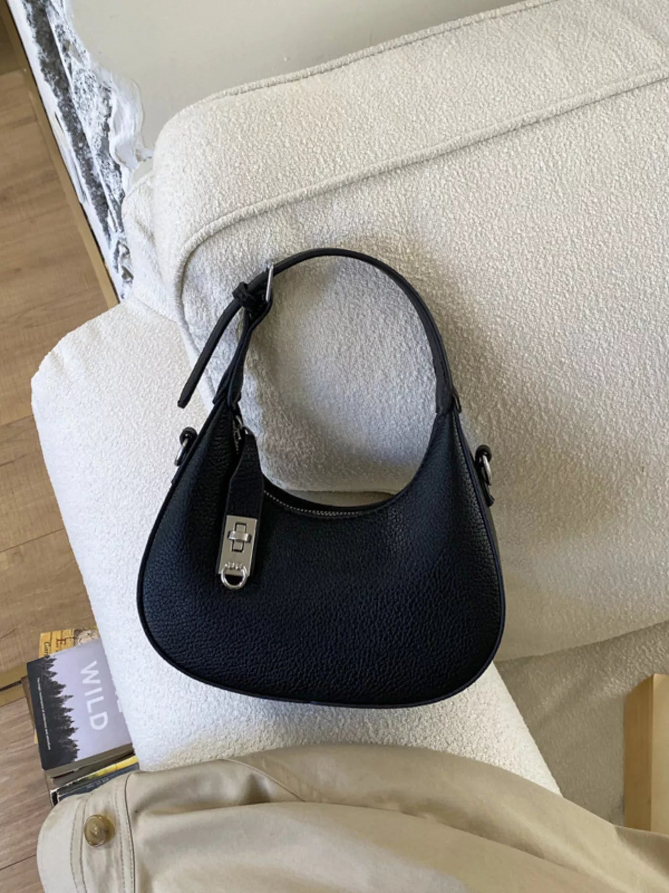 Leather Crescent Crossbody Bag