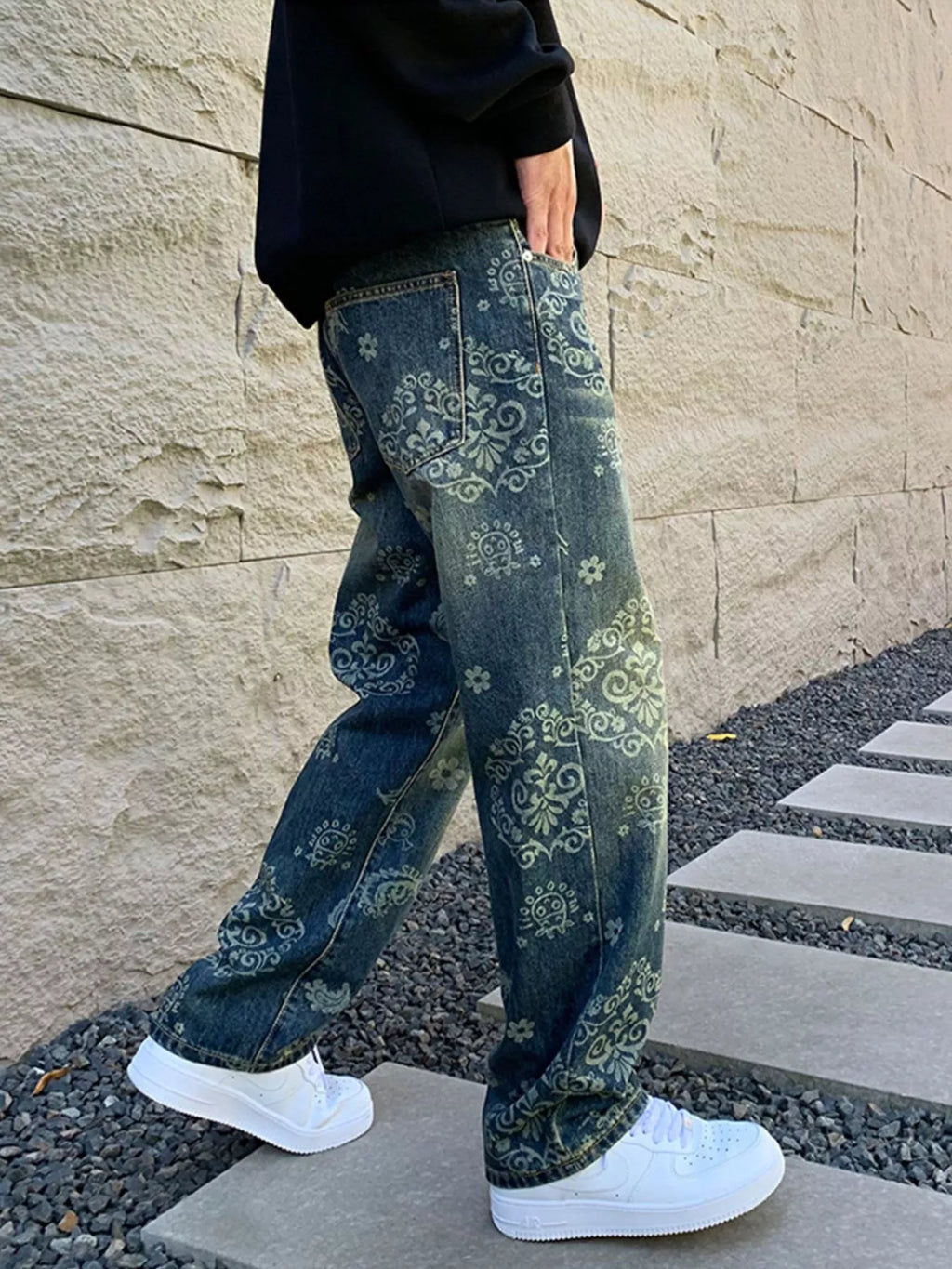 Men's Vintage Washed Loose Fit Jeans