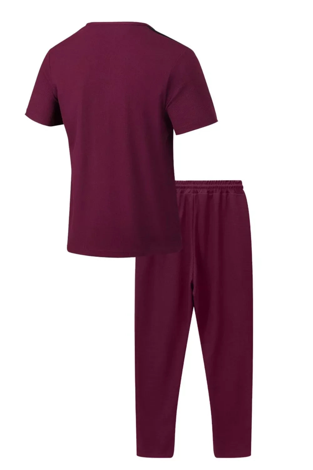 Men's Full Size Lace-Up Front Top and Pants Casual Set Plus Size