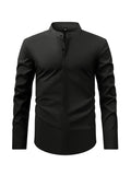 Men's Full Size Stand Collar Button Down Shirt Plus Size