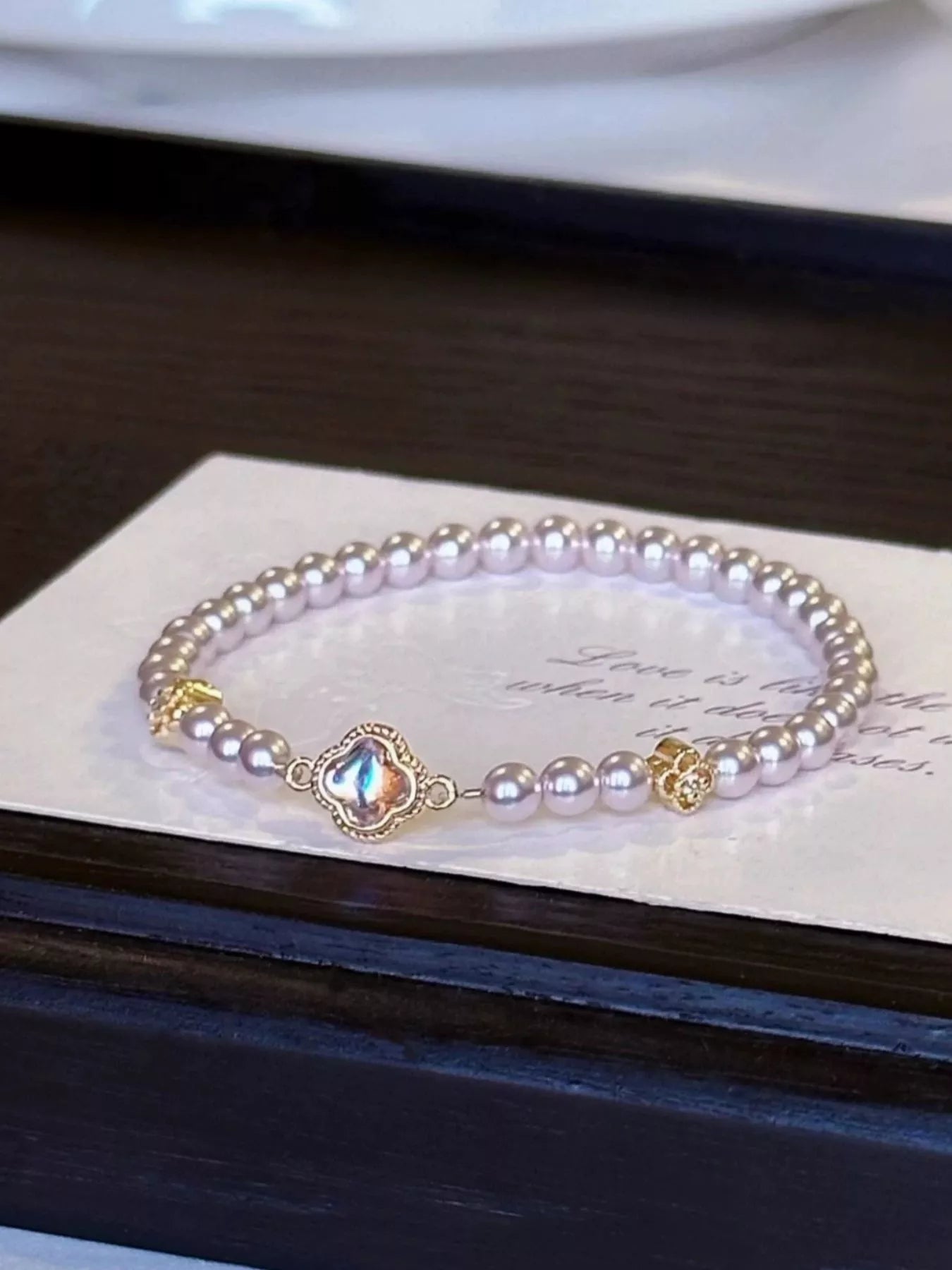 Pearl Clover Charm Bracelet