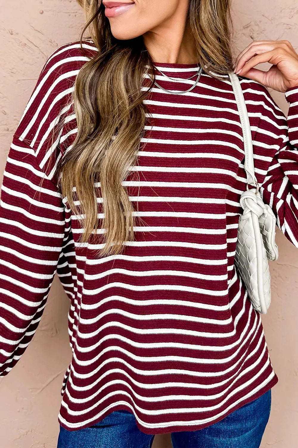 Stripe Drop Shoulder Long Sleeve Top