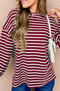 Stripe Drop Shoulder Long Sleeve Top