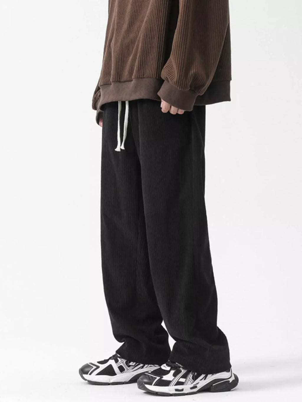 Men's Full Size Drawstring Wide Leg Corduroy Pants Plus Size