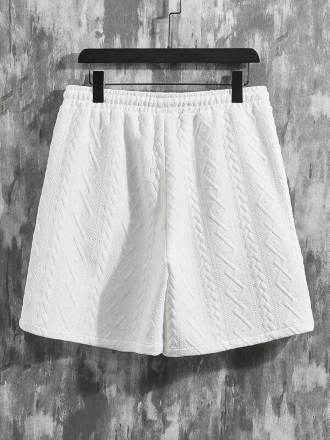 Men's Textured Knit Short Sleeve Polo & Shorts Set