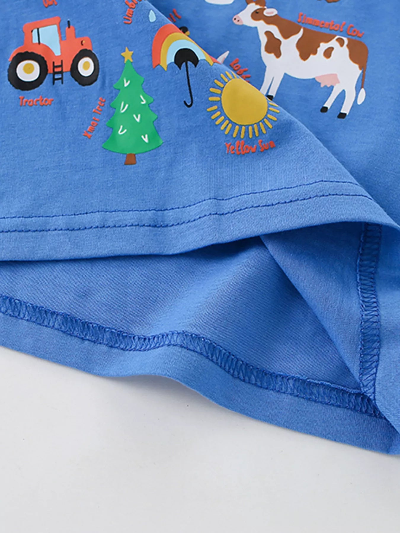 Children's Farm Alphabet Print Crew Neck Short Sleeve T-Shirt