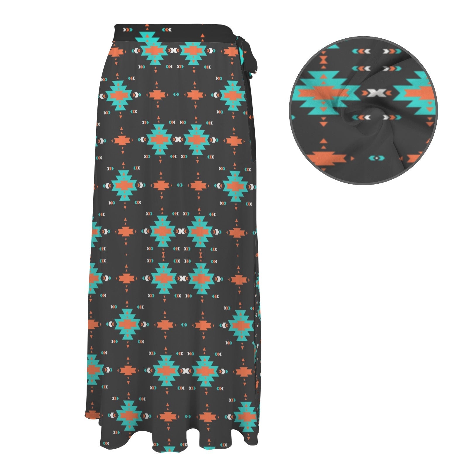 Baha Ranch Orange Aztec Beach Coverup Skirt