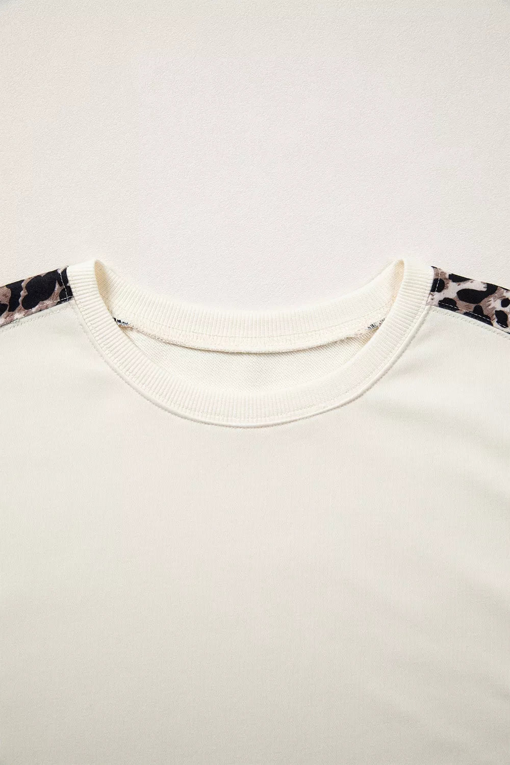 Leopard Block Patchwork Uneven Hem Short Sleeve Top