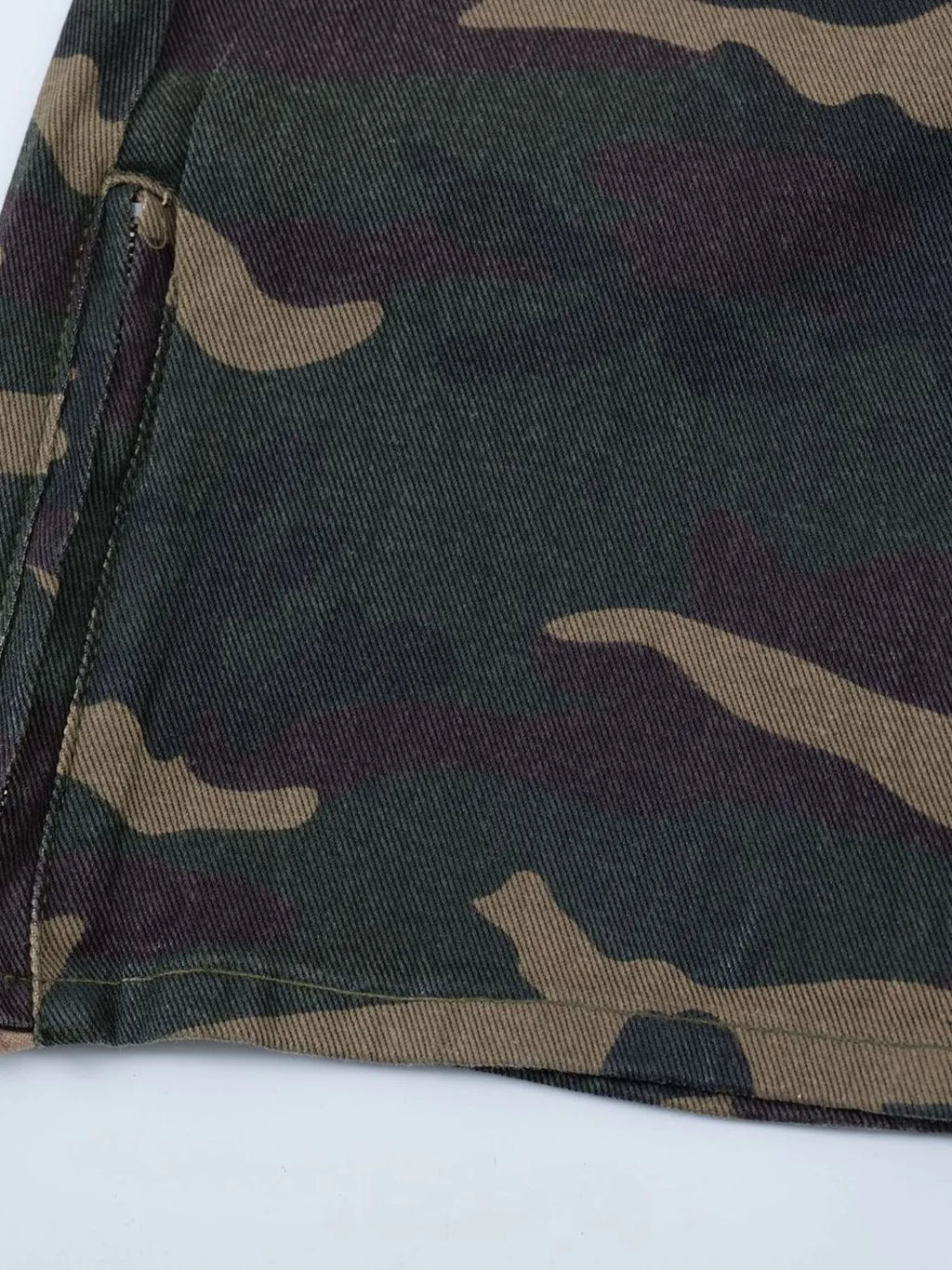 Men's Camouflage Bootcut Jeans with Seam Detail