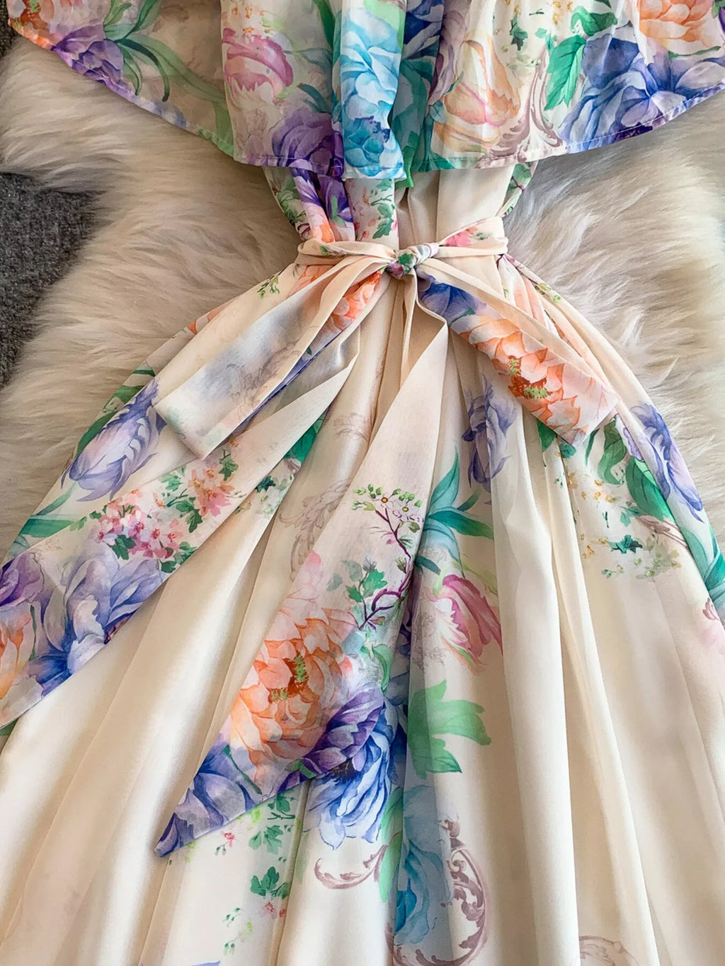 Floral Off-Shoulder A-Line Dress