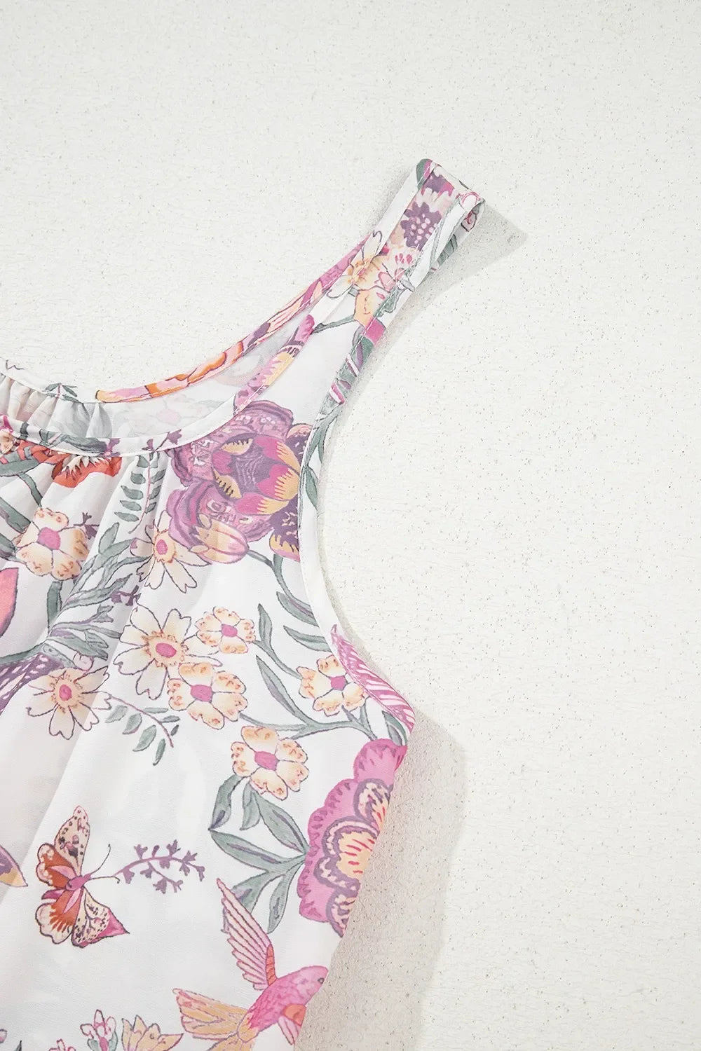 Multicolour Floral Tie Neck Sleeveless Mini Dress