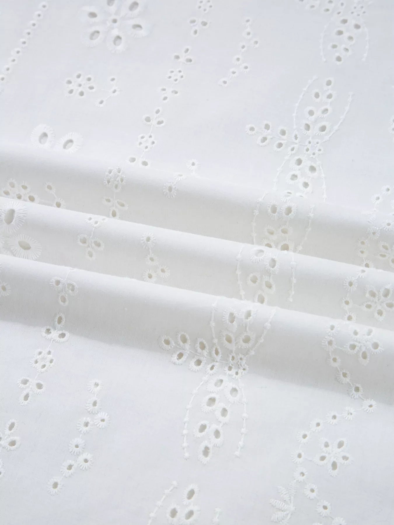 Eyelet Embroidered Smocked Cuff Sheer Blouse