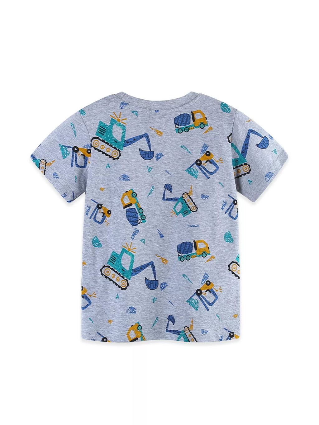Children's Excavator Print Round Neck T-Shirt
