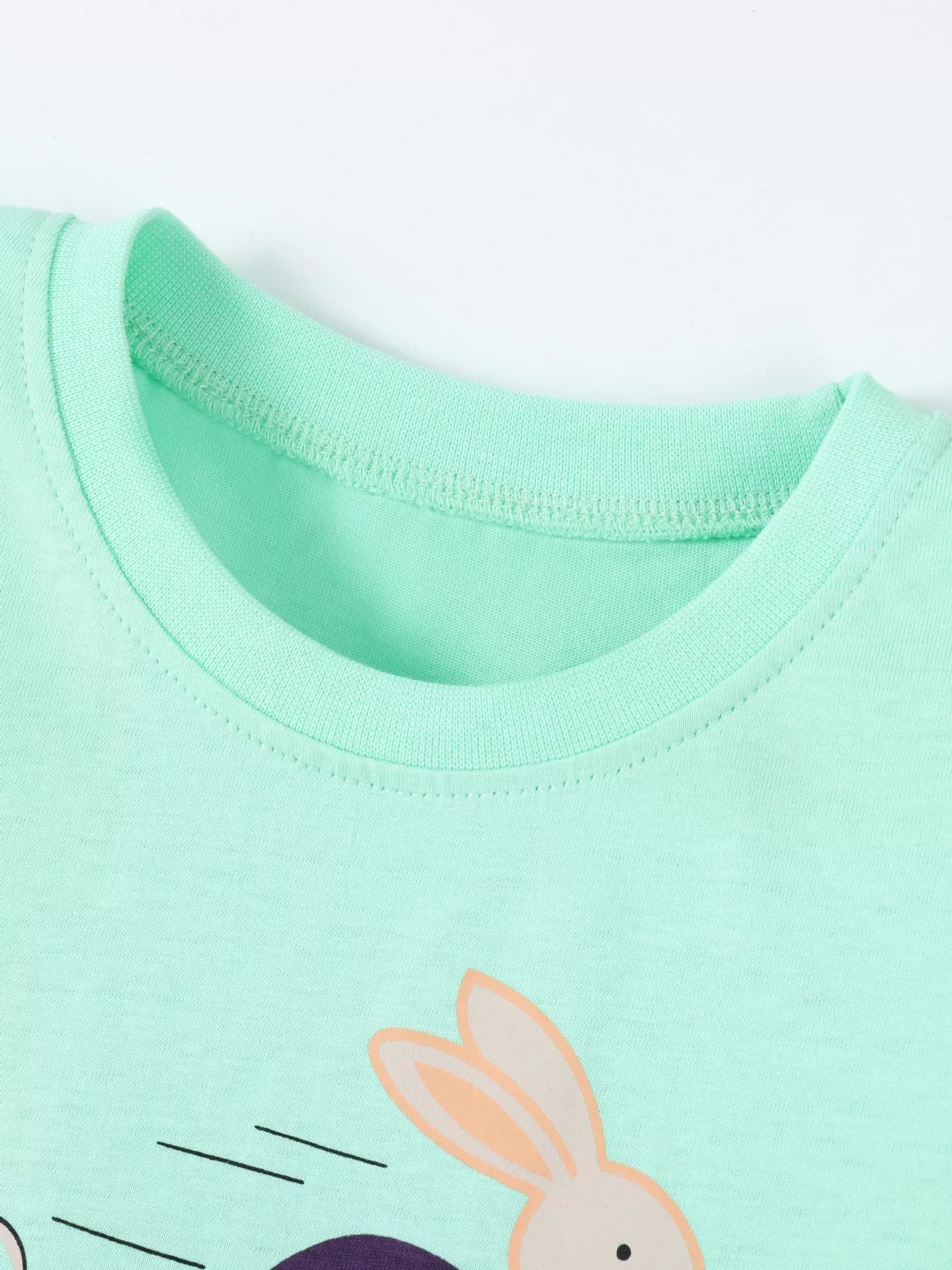 Children's Animal Race Round Neck Tee and Shorts Set