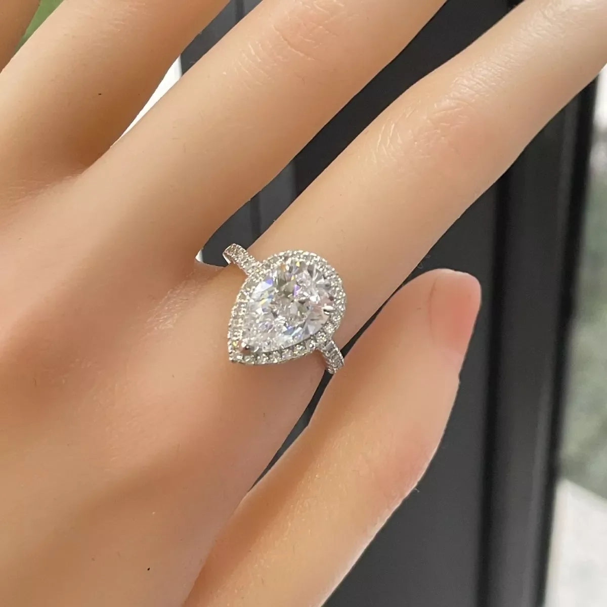 4 Carat 925 Sterling Silver Moissanite Teardrop Ring
