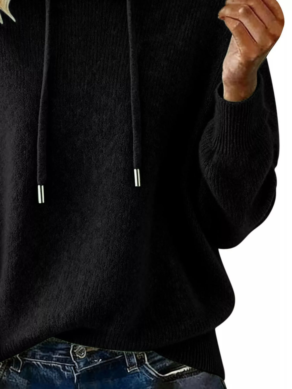 Drawstring Long Sleeve Hooded Sweater