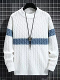 Men's Plus Size Color Block Round Neck Sweater