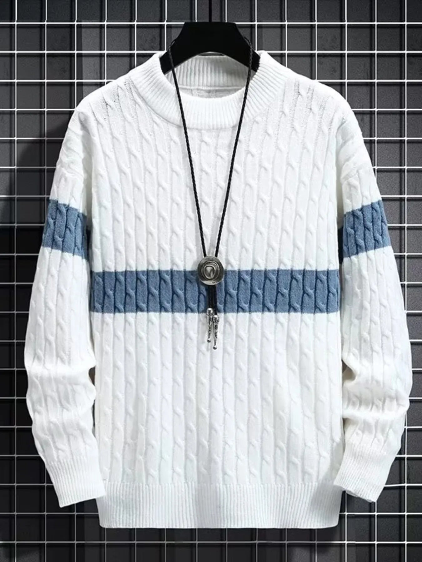 Men's Plus Size Color Block Round Neck Sweater