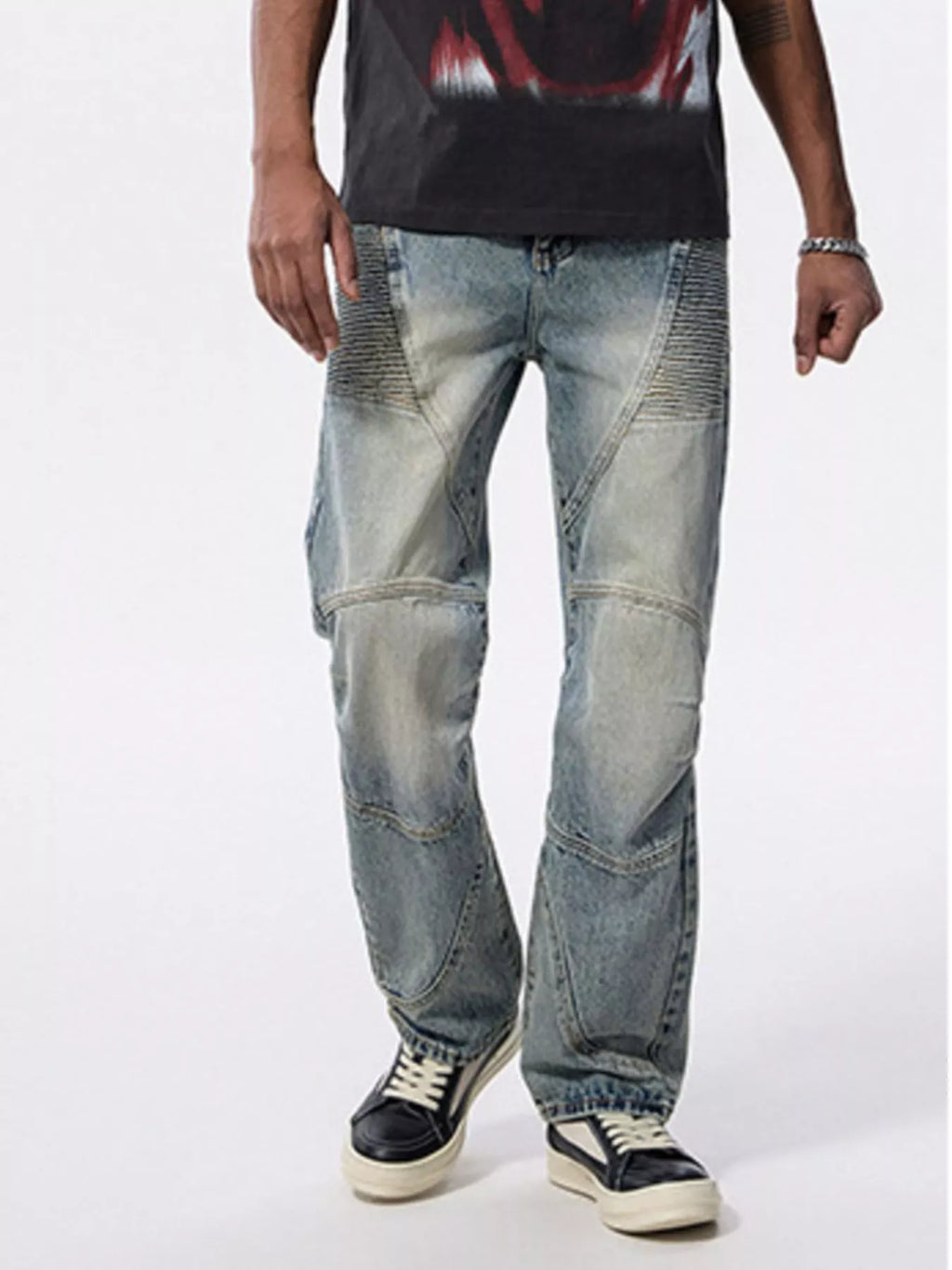 Men's Washed Wide Leg Jeans