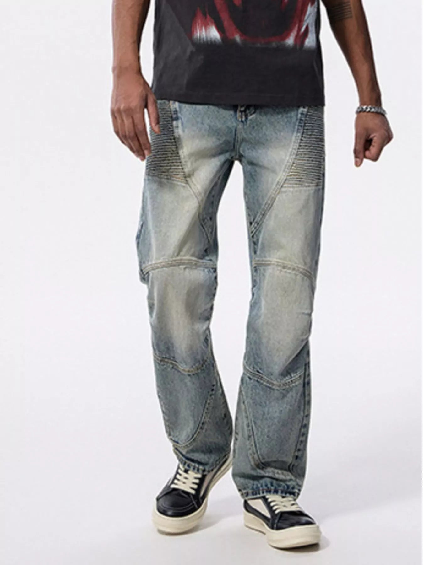 Men's Washed Wide Leg Jeans
