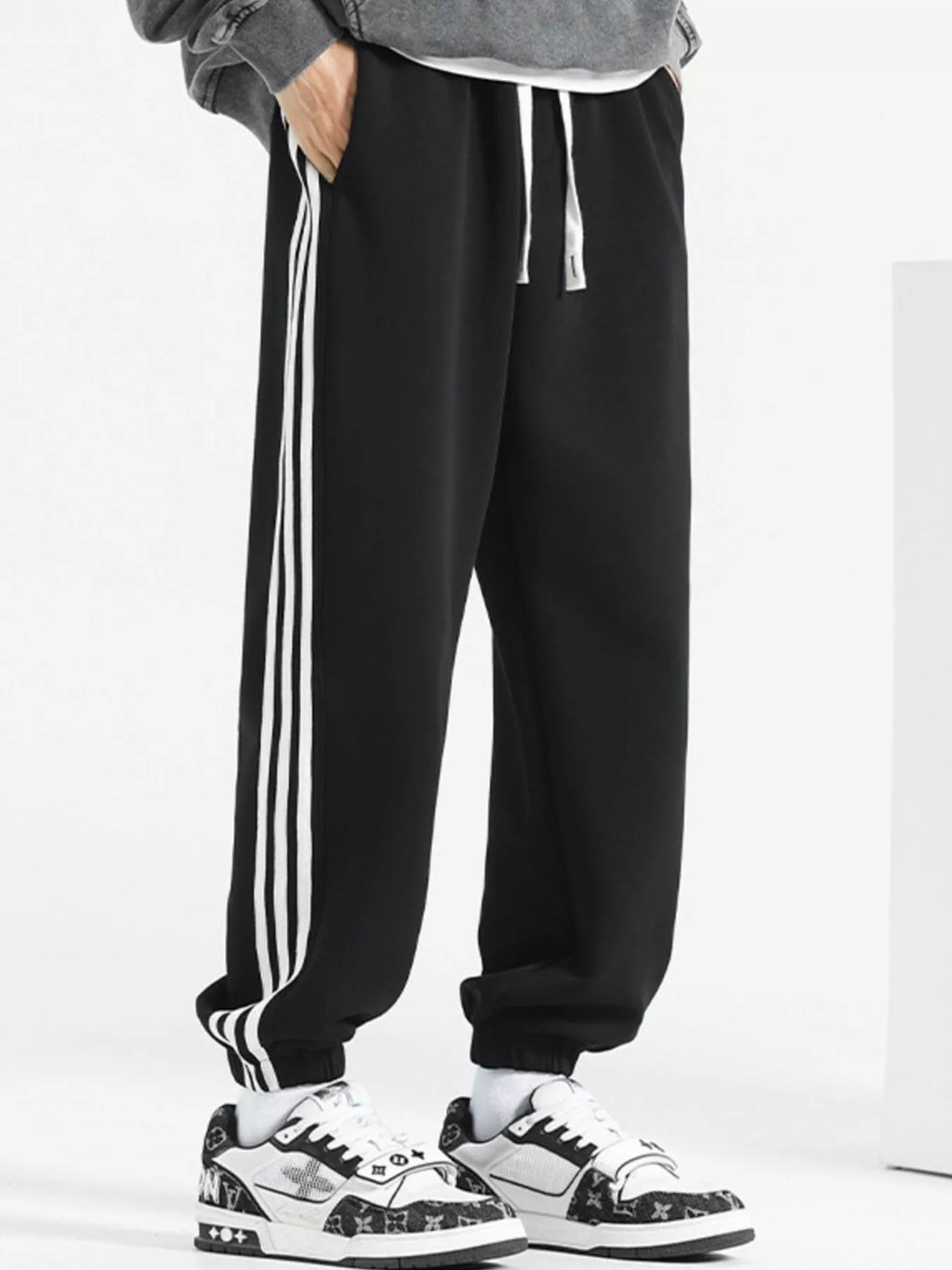 Men's Plus Size Casual Loose Fit Striped Pants