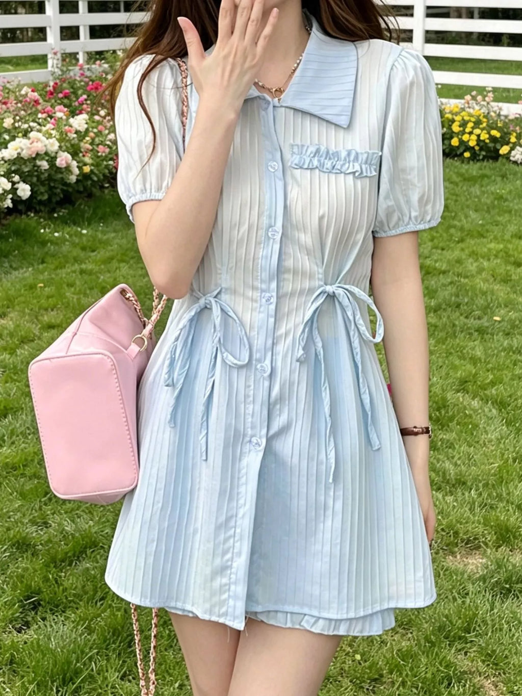 Tied Button Up Shirt and Shorts Set