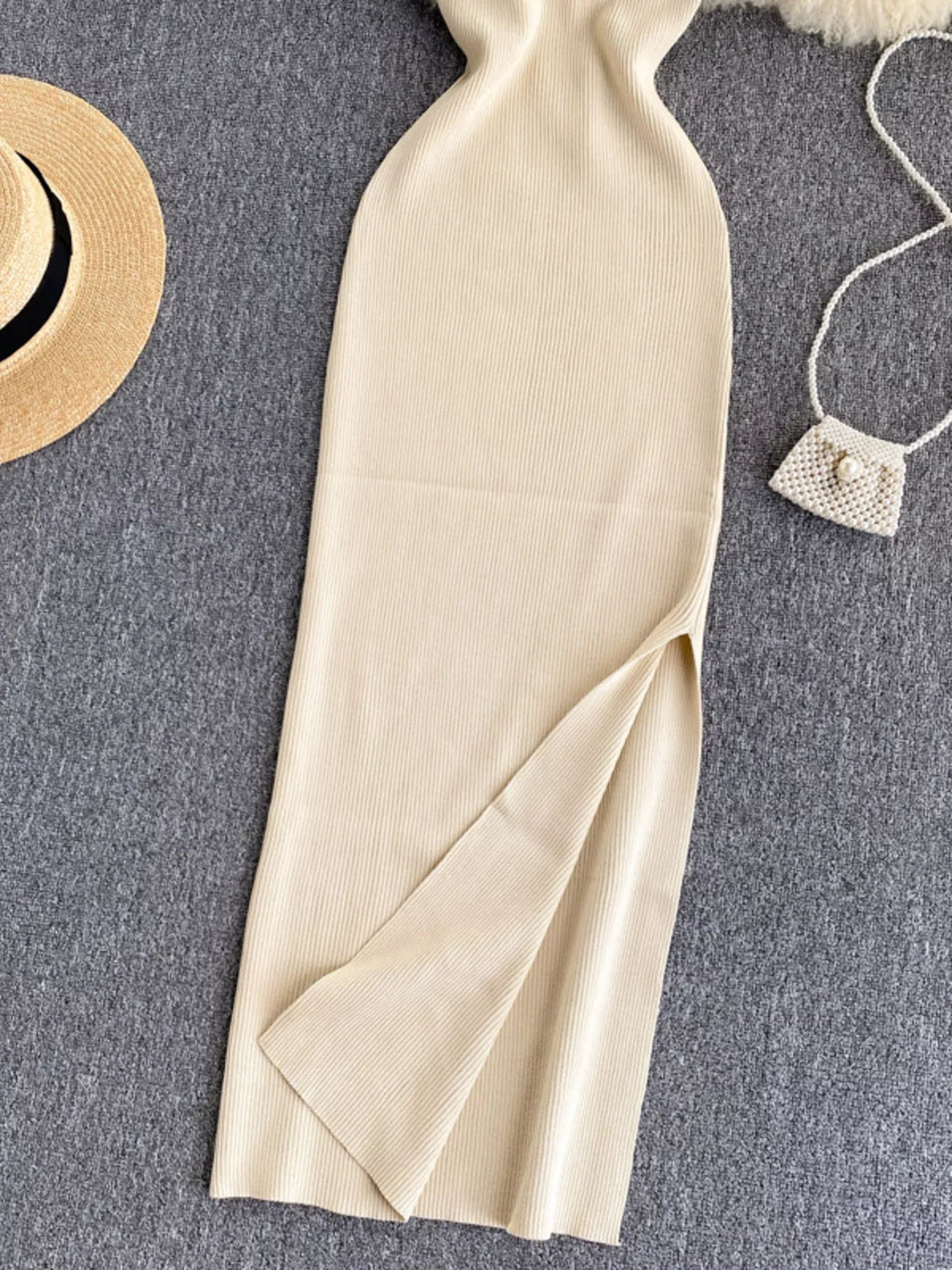 Knot Back Sleeveless Knit Bodycon Midi Dres