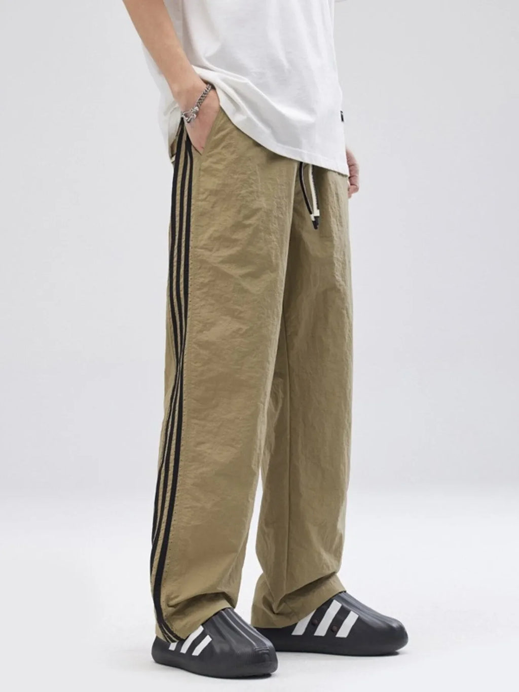 Men's Full Size Side Striped Wide Leg Pants Plus Size