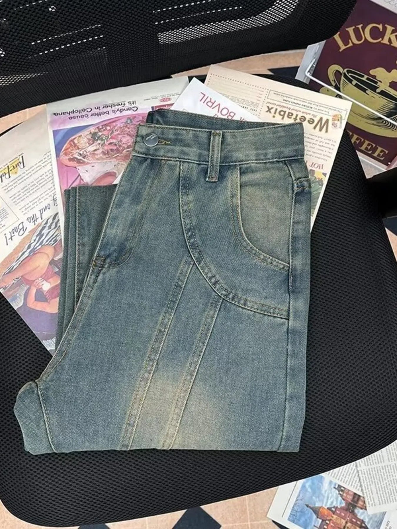 Men's Plus Size Vintage Wash Flare Jeans