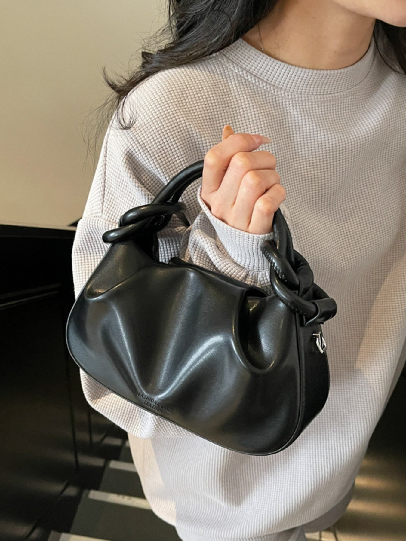 Knot Handle Ruched Crossbody Bag