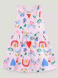 Children's Butterfly and Rainbow Print Sleeveless Dress