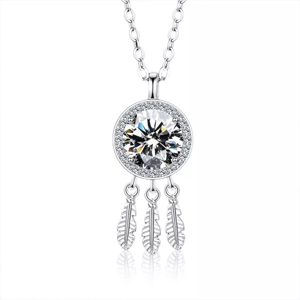 1 Carat Moissanite 925 Sterling Silver Dreamcatcher Pendant Necklace