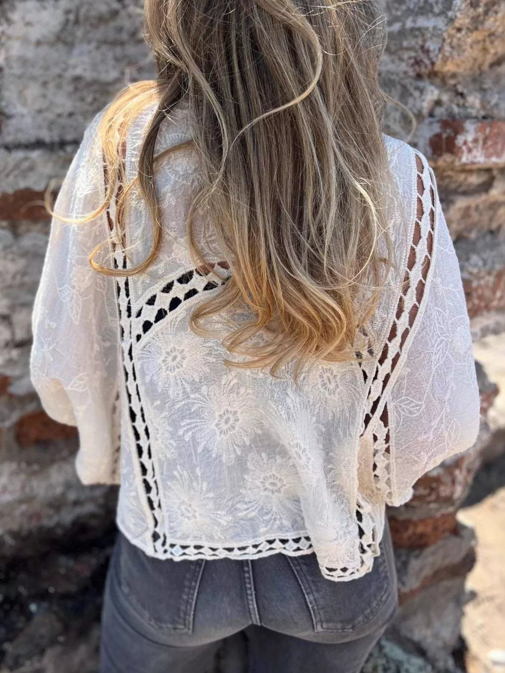 Full Size Embroidered Open Front Cardigan Plus Size
