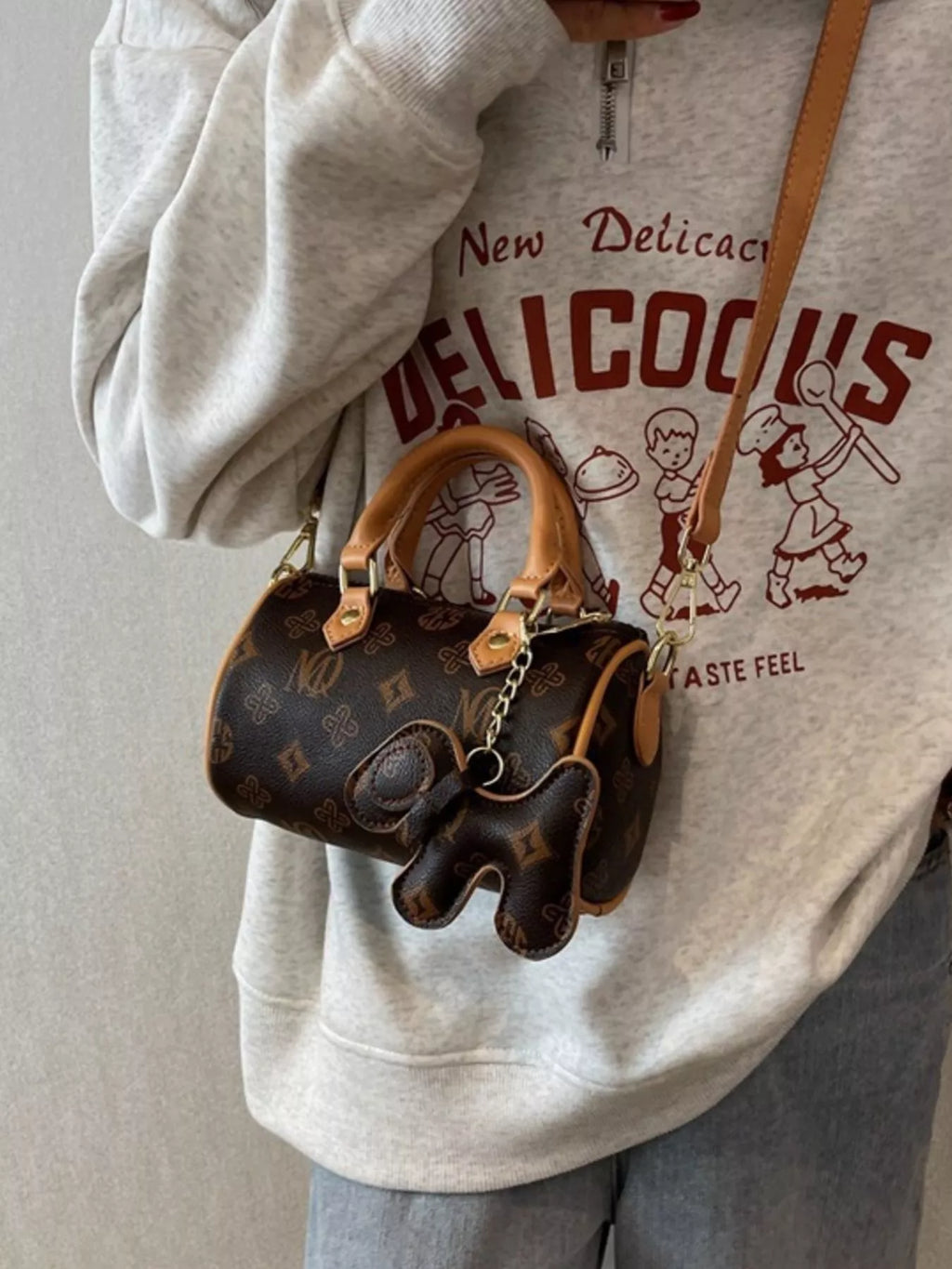 Barrel Crossbody Bag with Charm