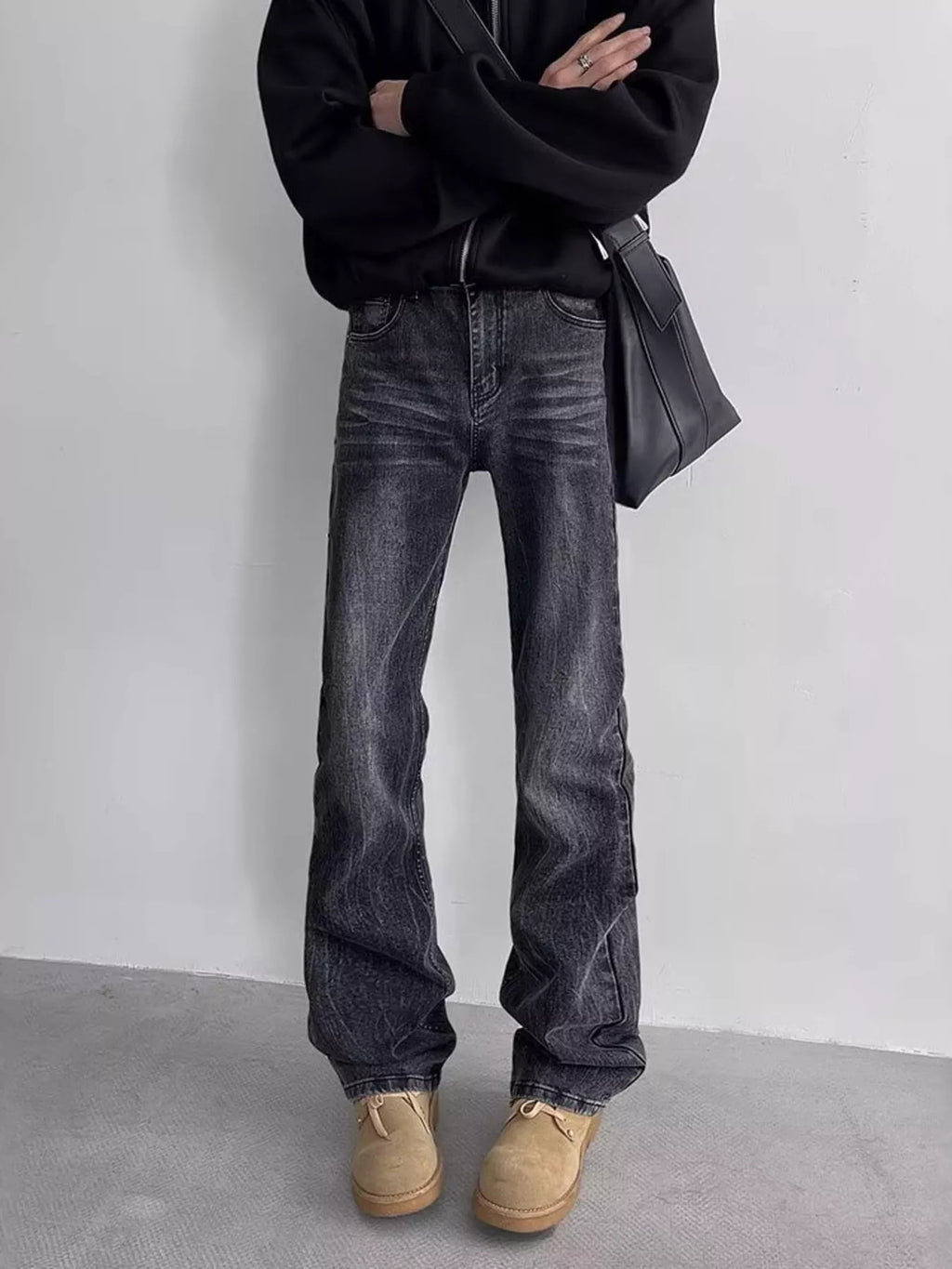 Men's Full Size Vintage Wash Flare Jeans Plus Size