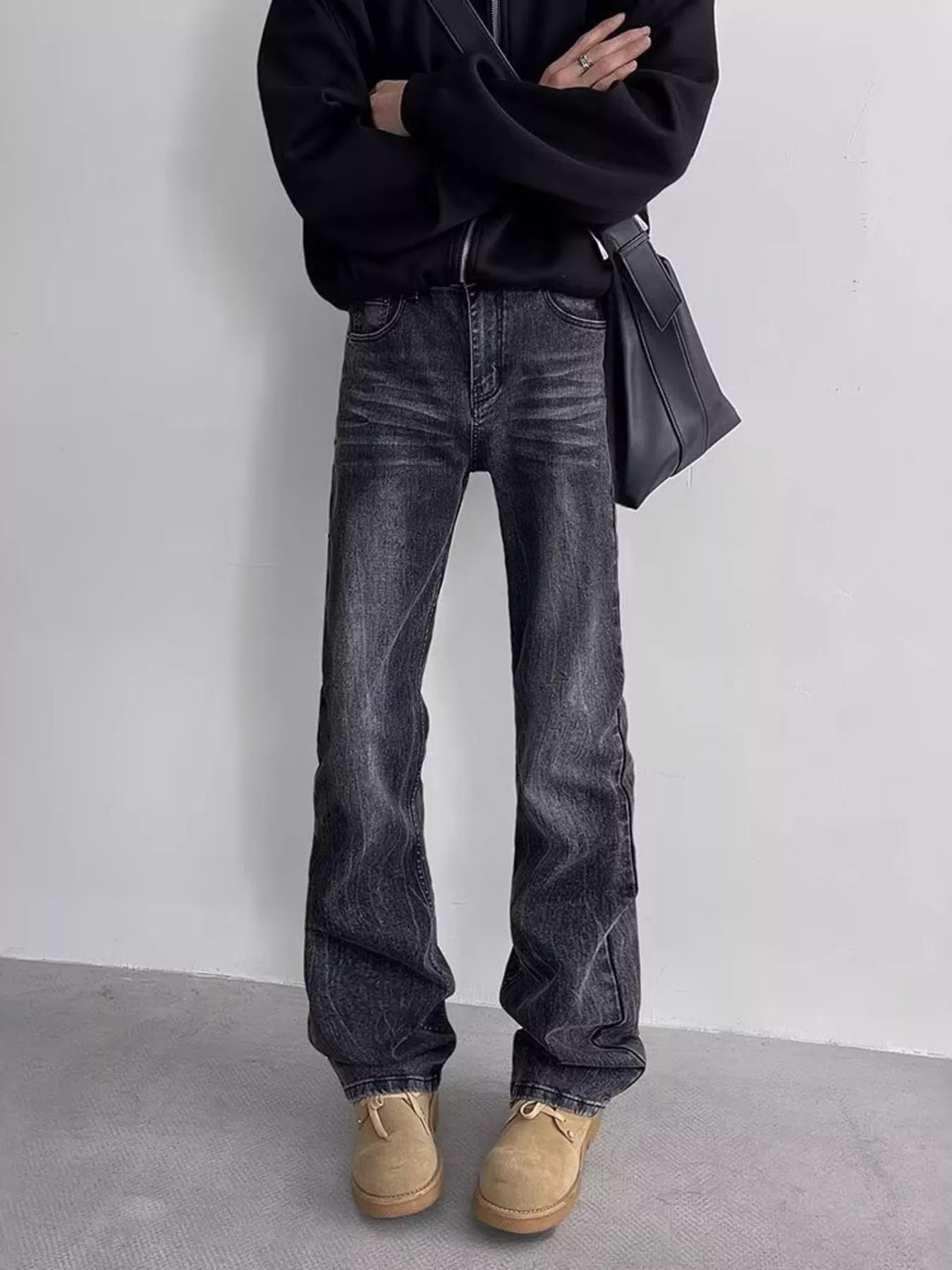 Men's Full Size Vintage Wash Flare Jeans Plus Size