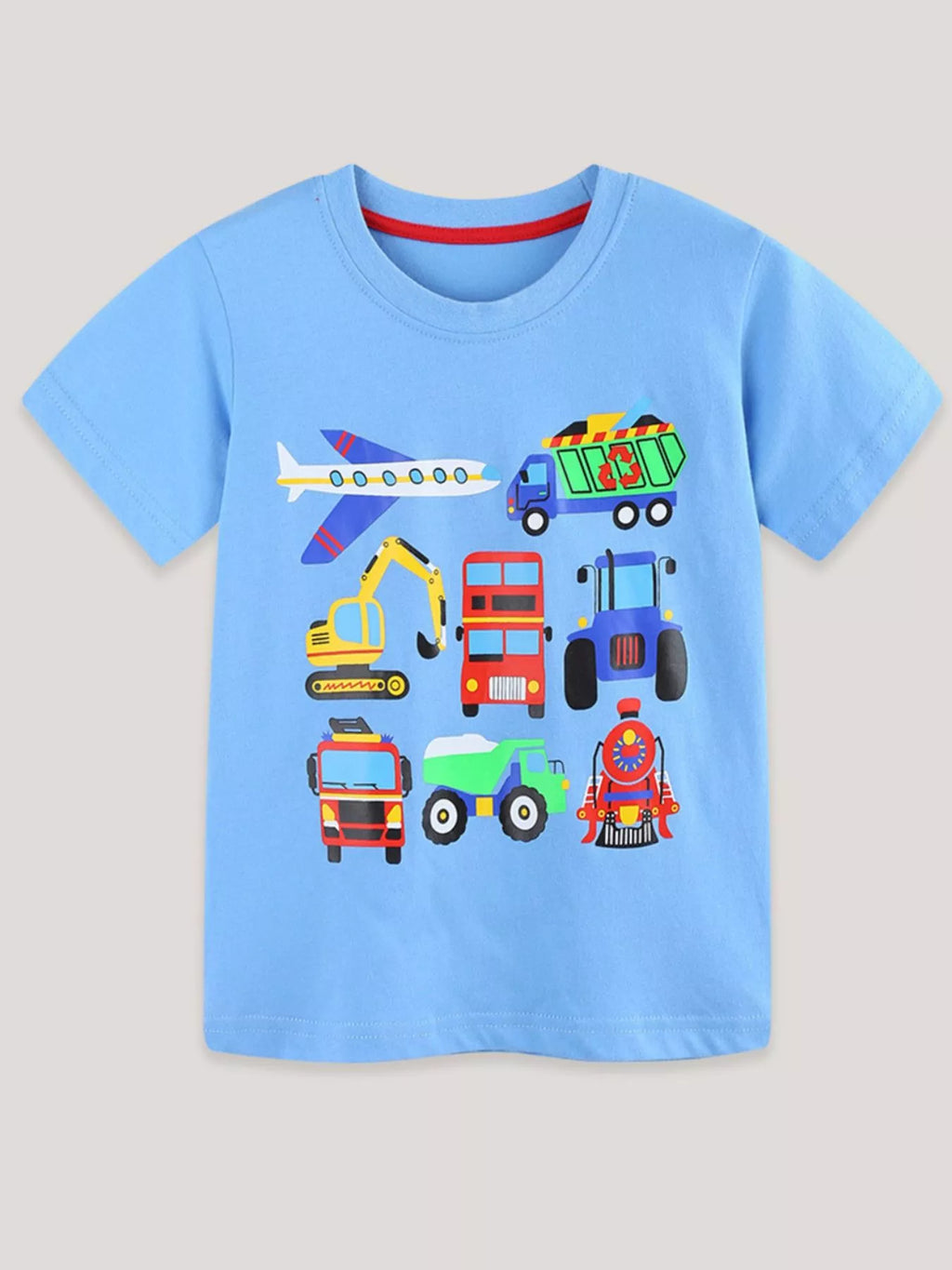Children's Cartoon Vehicle Crew Neck Short Sleeve T-Shirt