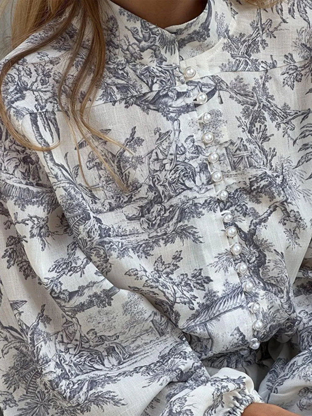 Printed Balloon Sleeve Tie Waist Dress
