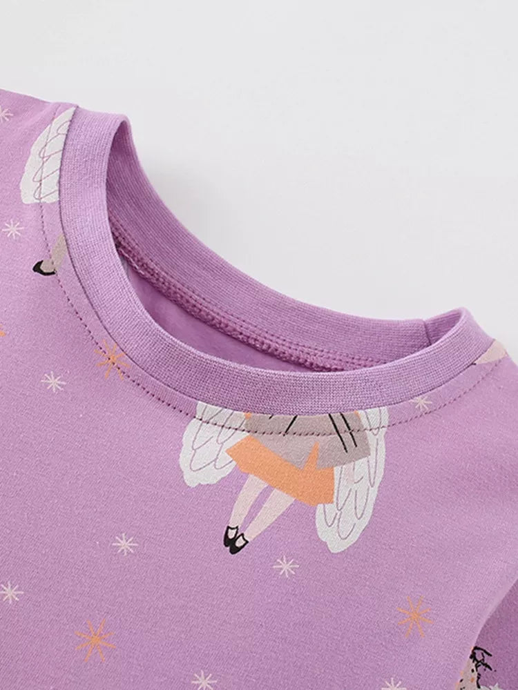 Children's Long Sleeve Cartoon Print Casual Dress