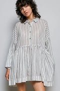 POL Striped Relaxed Fit Shirt Dress