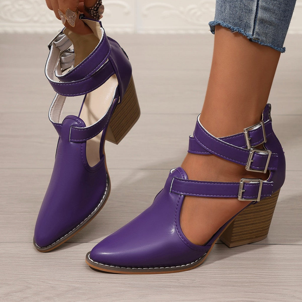 Point Toe Block Heels Pumps