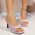 Open Toe Flare Heels Sandals