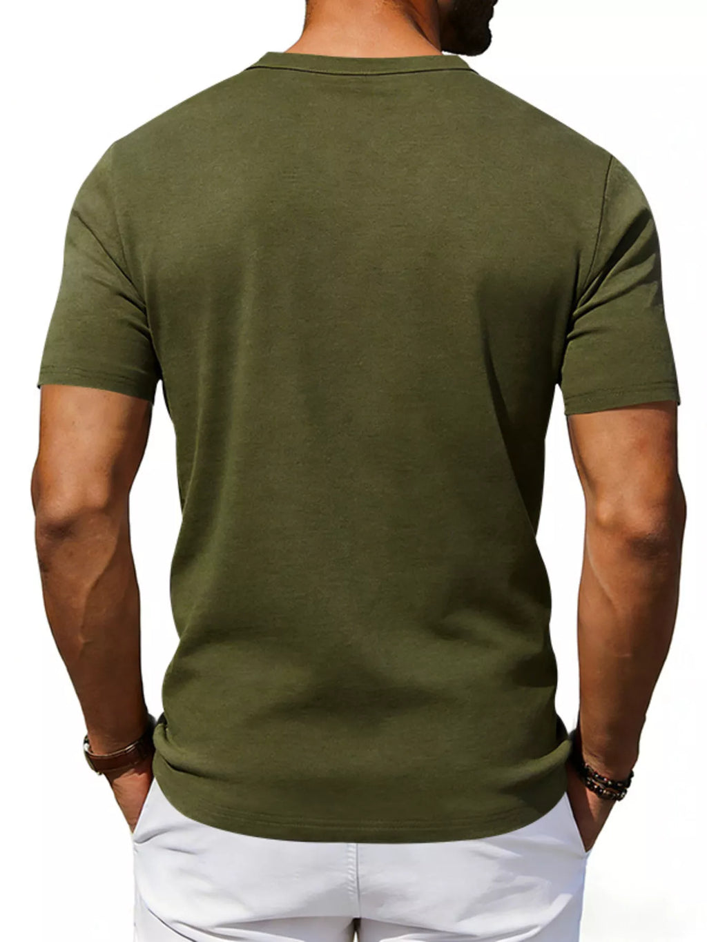 Men's Full Size Casual Henley T-Shirt with Pocket Plus Size