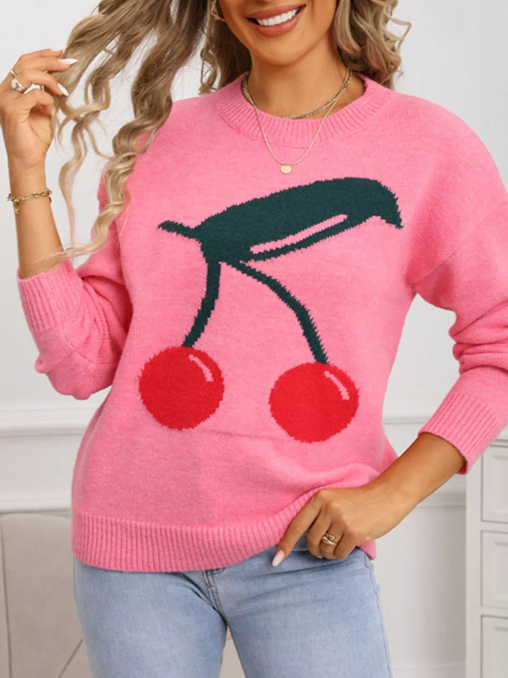 Cherry Round Neck Sweater