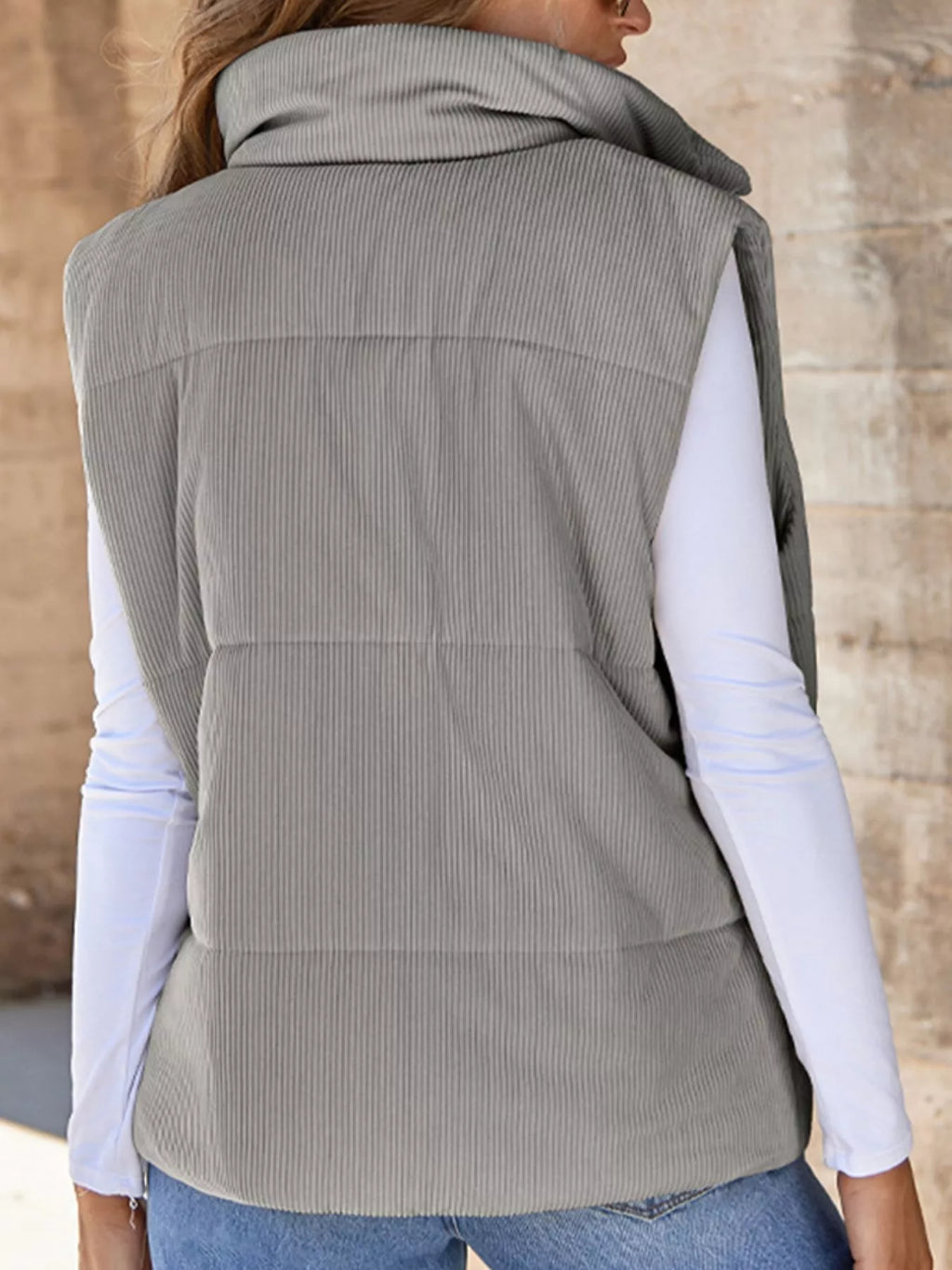 Corduroy Zip Up Vest Coat