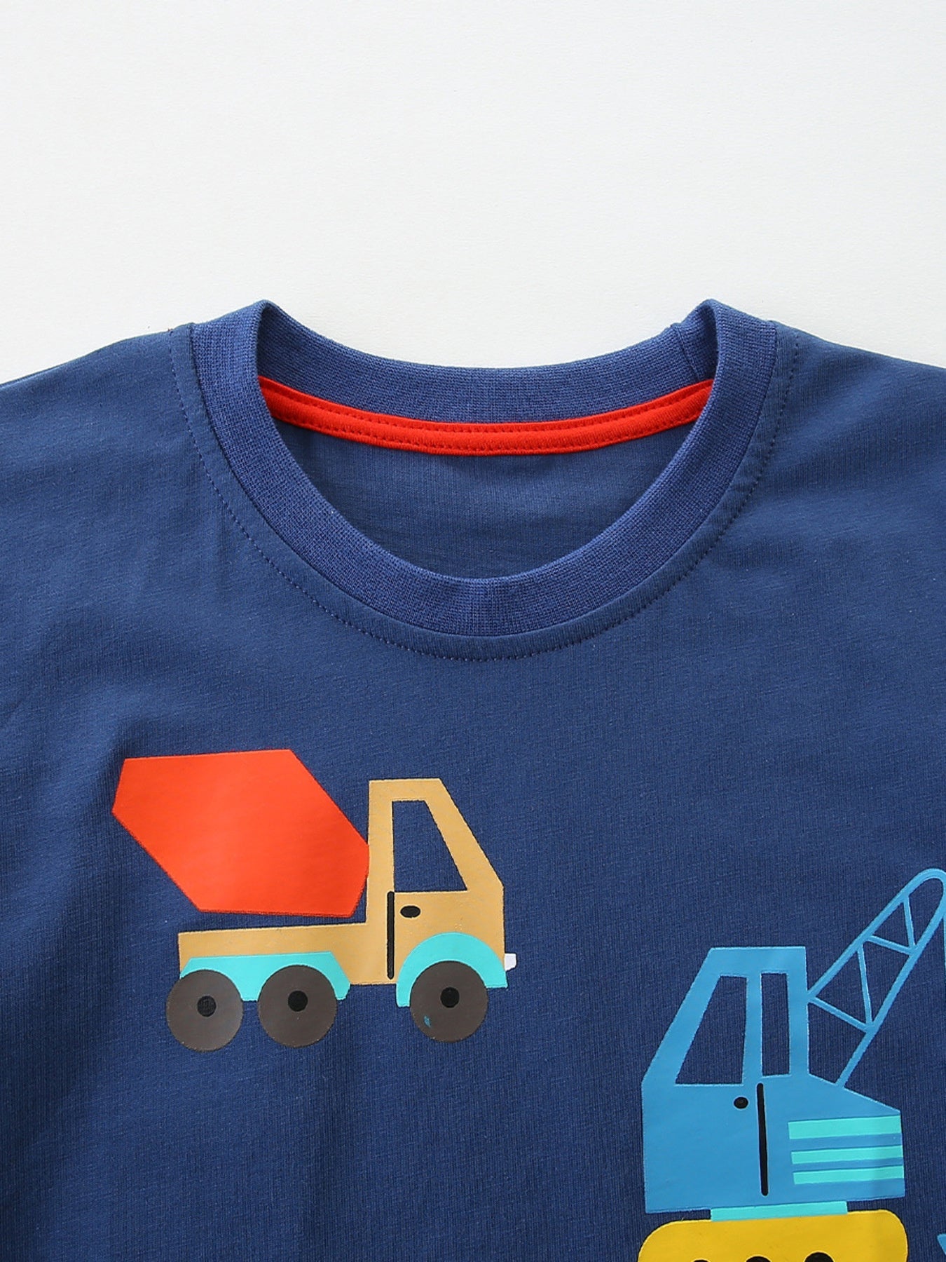 Children's Construction Vehicle Crew Neck Short Sleeve T-Shirt