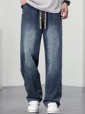 Men's Plus Size Drawstring Wide Leg Jeans