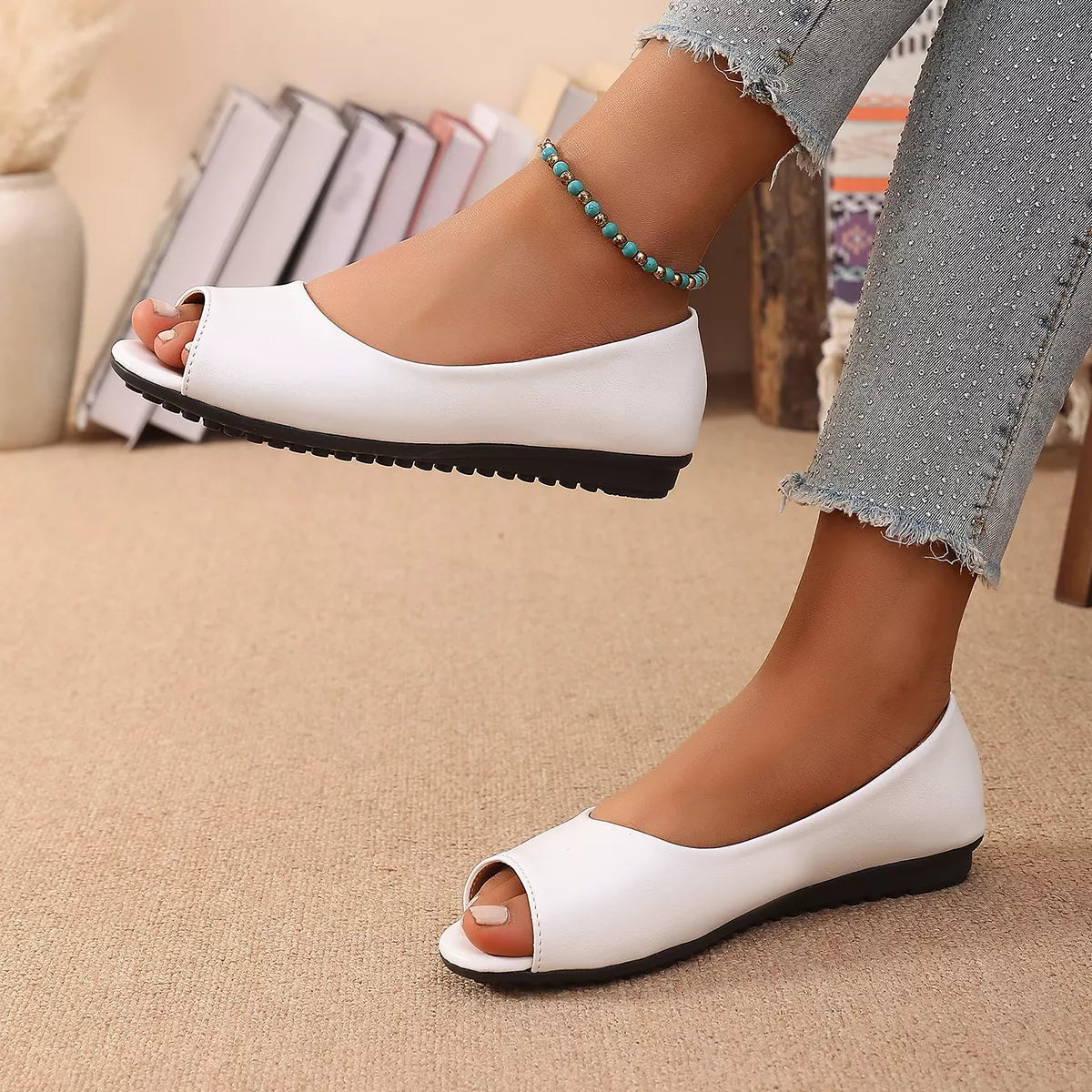 Peep Toe Flats Sandals