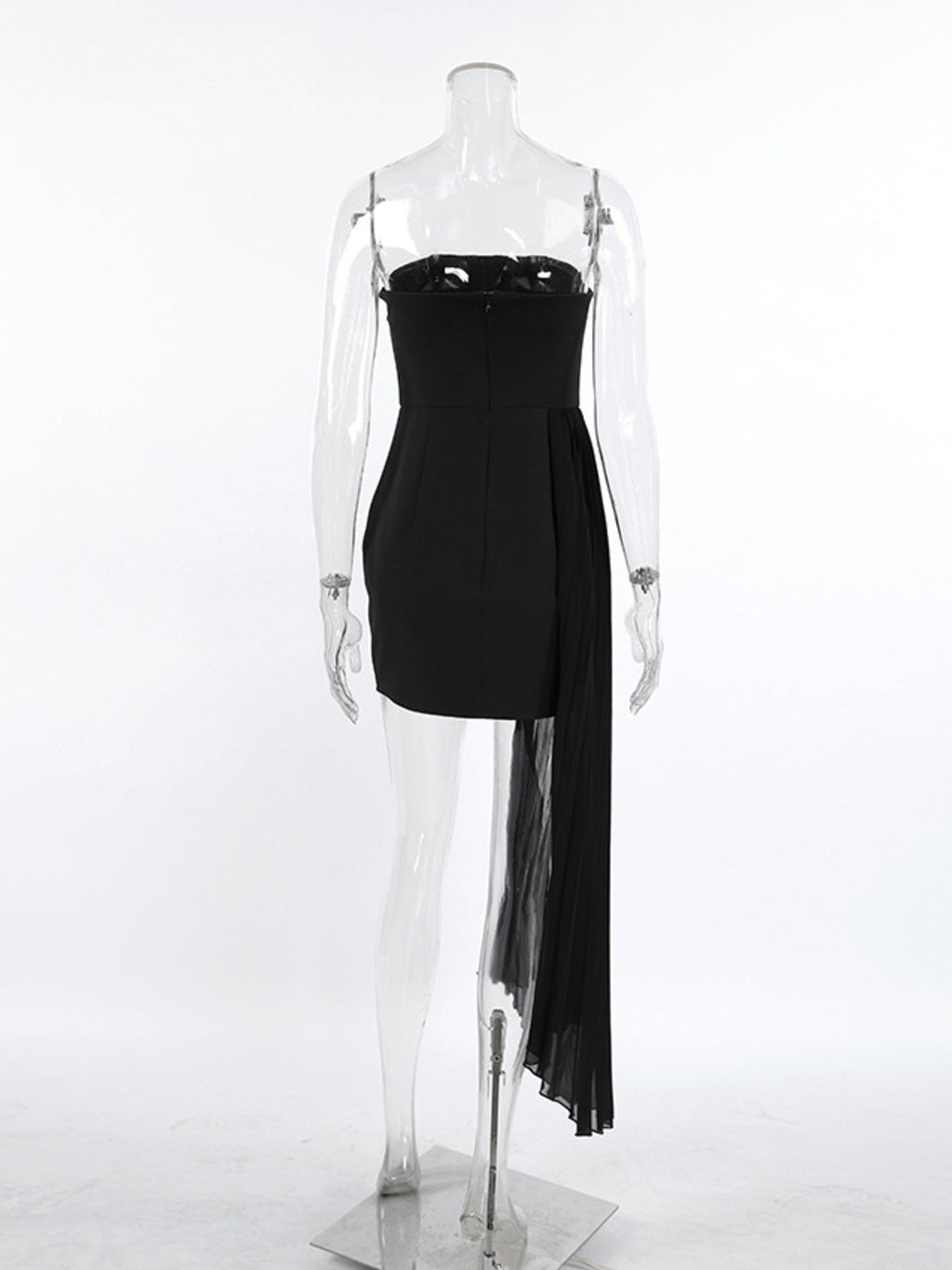Pleated Detail Tube Mini Dress